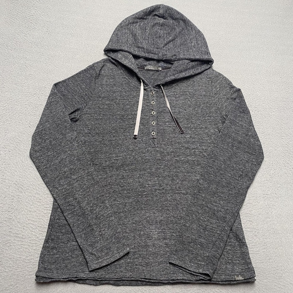 Prana Women's Gray Hooded Henley Sweatshirt